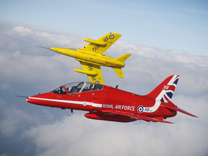 RAF Red Arrows Hawk XX311 Gnat XR992 Close Up March 2024