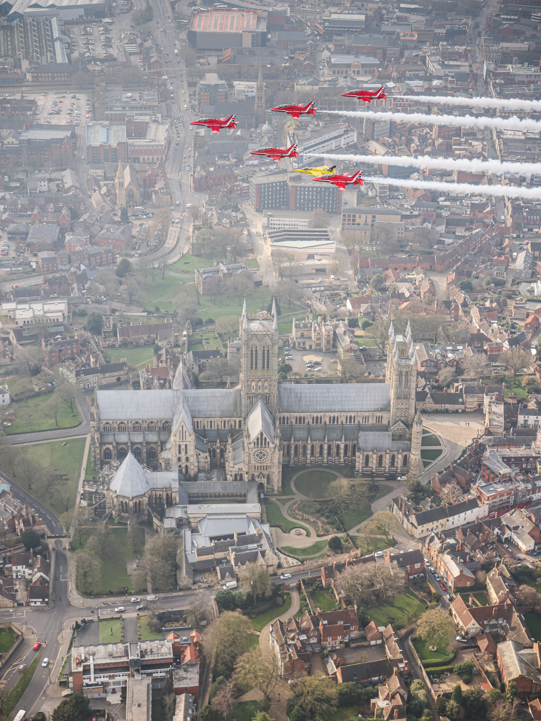 RAF Red Arrows and Gnat Over Lincoln Cathedral March 2024