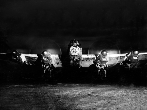RAF Lancaster Bomber Running Up January 1944
