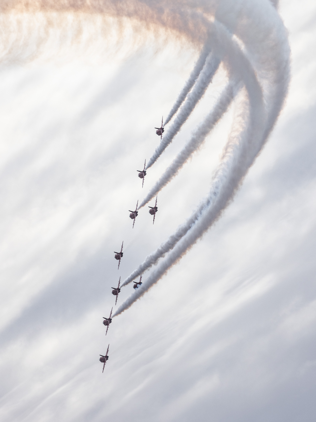 RAF Red Arrows Nine Hawks Smoke Arc February 2024
