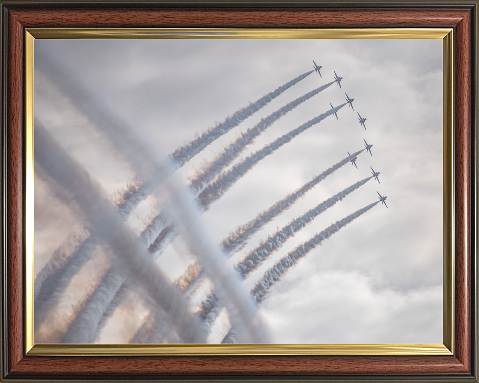 RAF Red Arrows Nine Hawks Crossing Smoke February 2024