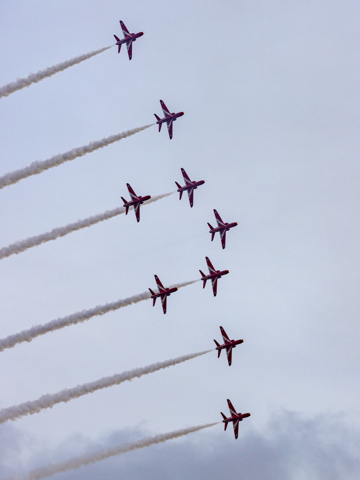RAF Red Arrows Nine Hawks Steep Climb February 2024