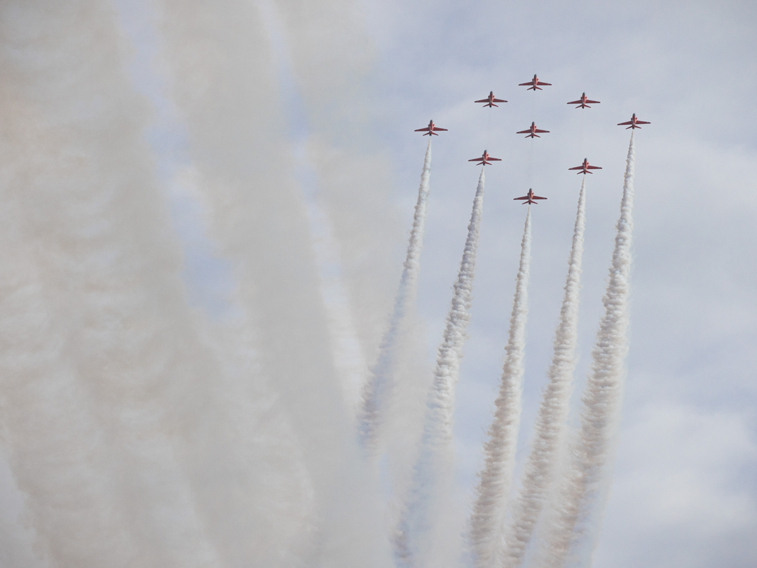 RAF Red Arrows Diamond Nine Smoke Columns February 2024