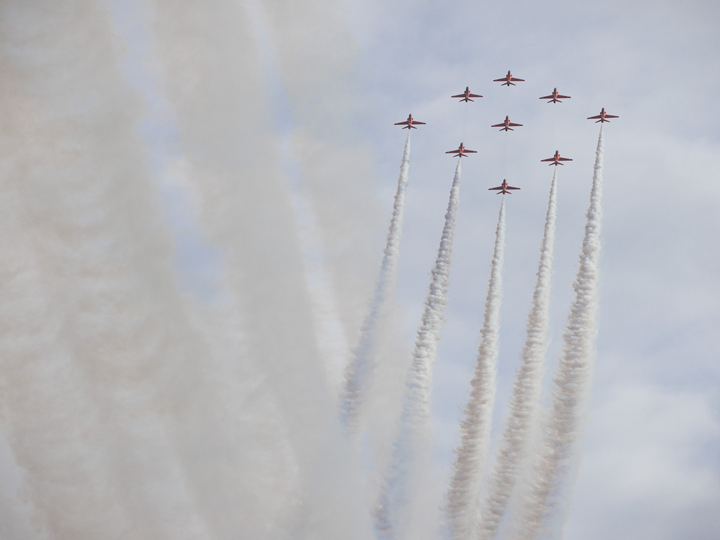 RAF Red Arrows Diamond Nine Smoke Columns February 2024