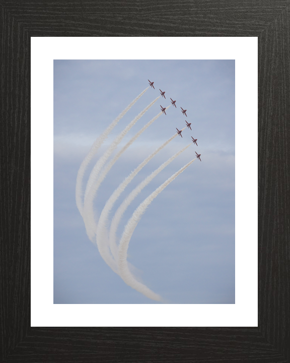 RAF Red Arrows Nine Hawks Curving Climb February 2024