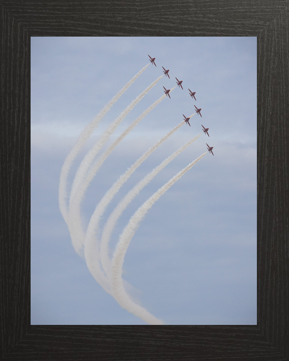 RAF Red Arrows Nine Hawks Curving Climb February 2024