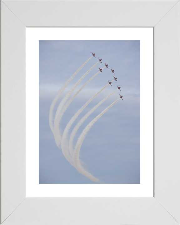 RAF Red Arrows Nine Hawks Curving Climb February 2024