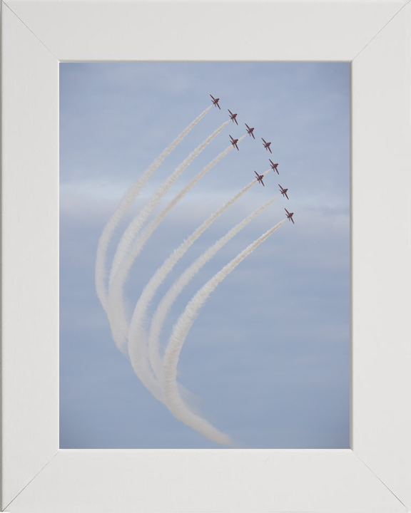 RAF Red Arrows Nine Hawks Curving Climb February 2024