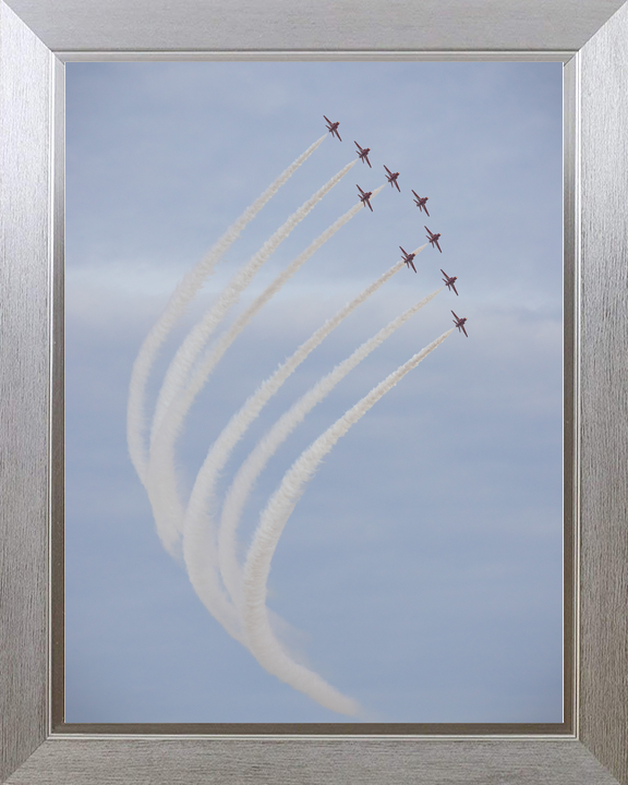 RAF Red Arrows Nine Hawks Curving Climb February 2024