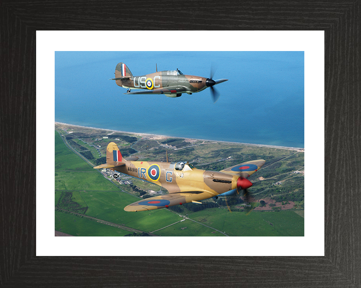 RAF Spitfire And Hurricane Planes in Flight 2005 Royal Air Force Aircraft Photo Print Wall Art Aviation Decor UK Posters, Prints, & Visual Artwork Hampshire Prints 10 x 8 Black Frame Yes