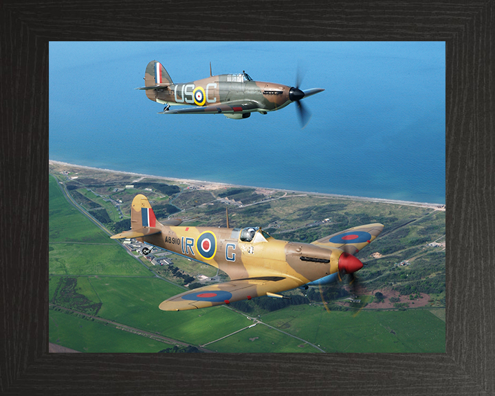 RAF Spitfire And Hurricane Planes in Flight 2005 Royal Air Force Aircraft Photo Print Wall Art Aviation Decor UK Posters, Prints, & Visual Artwork Hampshire Prints 10 x 8 Black Frame No