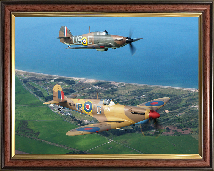 RAF Spitfire And Hurricane Planes in Flight 2005 Royal Air Force Aircraft Photo Print Wall Art Aviation Decor UK Posters, Prints, & Visual Artwork Hampshire Prints 10 x 8 Classic Frame No