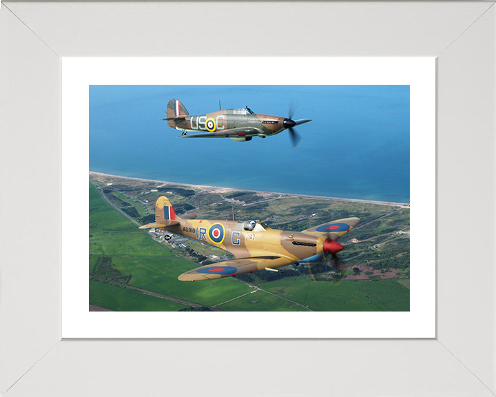 RAF Spitfire And Hurricane Planes in Flight 2005 Royal Air Force Aircraft Photo Print Wall Art Aviation Decor UK Posters, Prints, & Visual Artwork Hampshire Prints 10 x 8 White Frame Yes