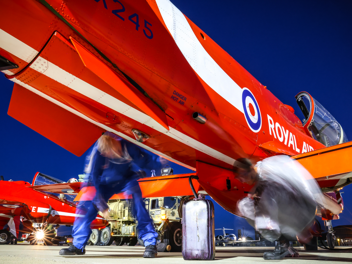 RAF Red Arrows Hawk Night Preparation Southend August 2023