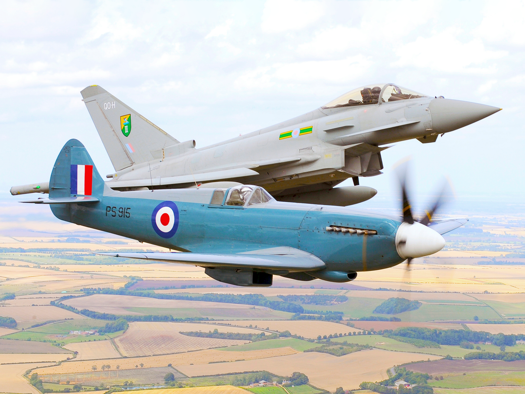 RAF Spitfire And Typhoon in Flight 2010 Royal Air Force Aircraft Photo Print Wall Art Aviation Decor UK Posters, Prints, & Visual Artwork Hampshire Prints 6 x 4 No Frame No