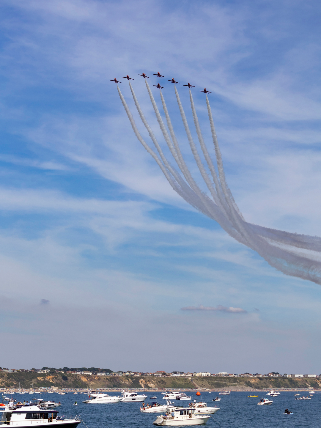 RAF Red Arrows Eight Hawks Over Bournemouth Boats September 2023