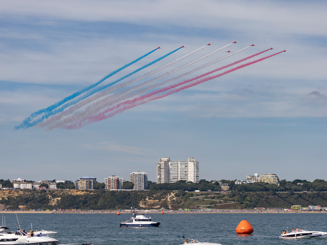 RAF Red Arrows Over Bournemouth Cliffs September 2023