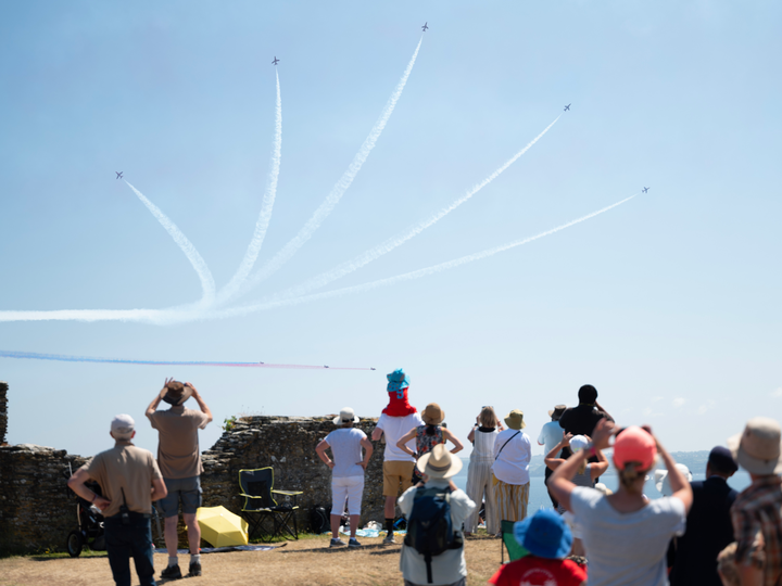 RAF Red Arrows Splitting Over Falmouth Crowd June 2023