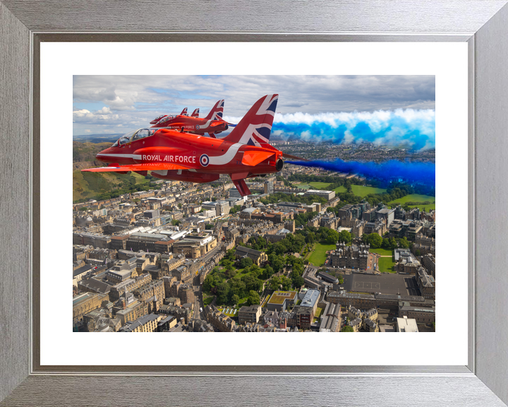 RAF Red Arrows Blue Smoke Over Edinburgh July 2023