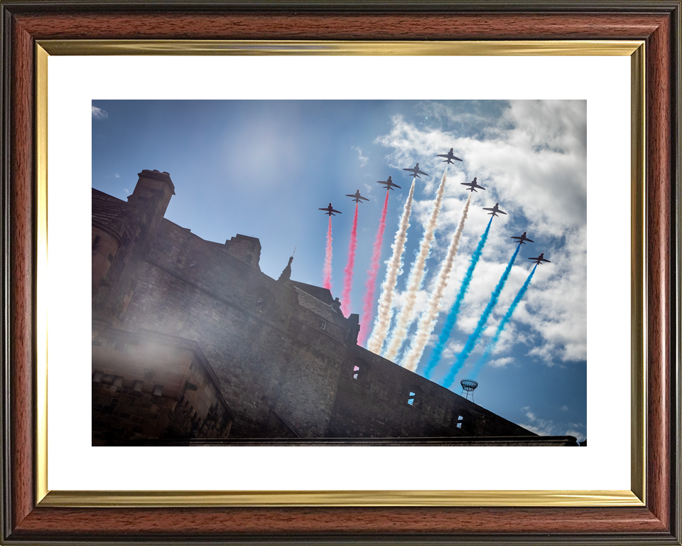 RAF Red Arrows Nine Hawks Edinburgh Castle Walls July 2023