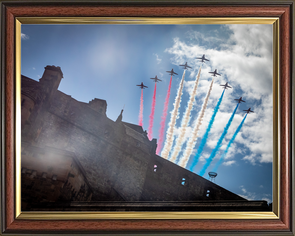RAF Red Arrows Nine Hawks Edinburgh Castle Walls July 2023