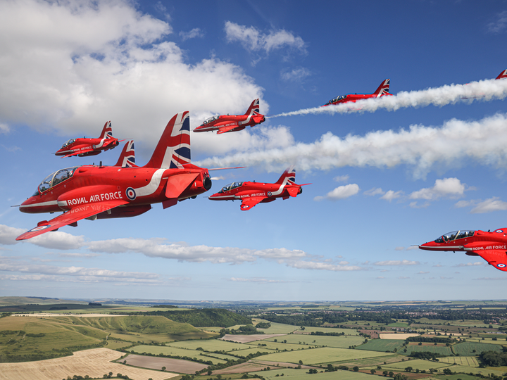 RAF Red Arrows Glastonbury Flypast Formation June 2023