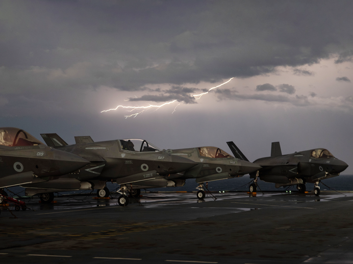 Lightning strikes over RAF F-35B Jets Royal Air Force Aircraft Photo Print Wall Art Aviation Decor UK Posters, Prints, & Visual Artwork Hampshire Prints 6 x 4 No Frame No