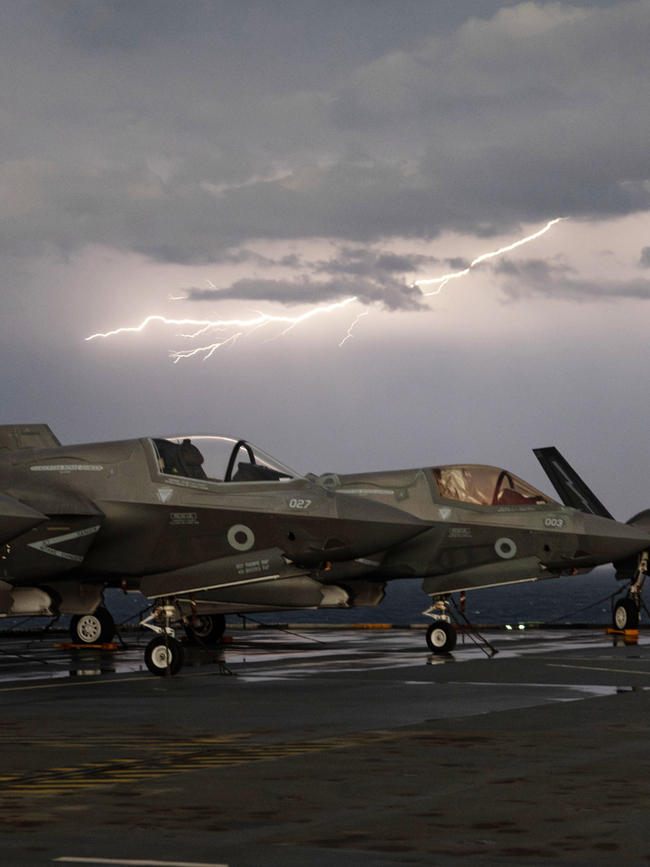 Lightning strike over RAF F-35B Jets Royal Air Force Aircraft Photo Print Wall Art Aviation Decor UK Posters, Prints, & Visual Artwork Hampshire Prints 6 x 4 No Frame No