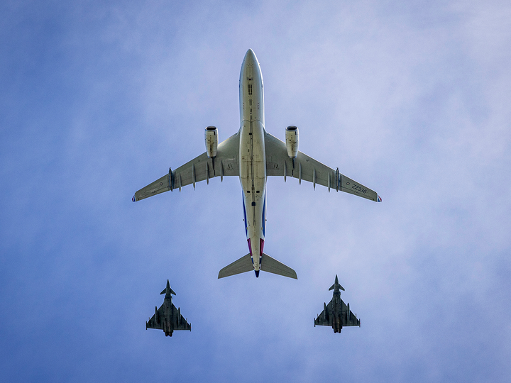 RAF Voyager and Two Typhoon Jets Flyover 2026 Photo Print - Posters, Prints, & Visual Artwork - by Hampshire Prints (image 1 of 9)