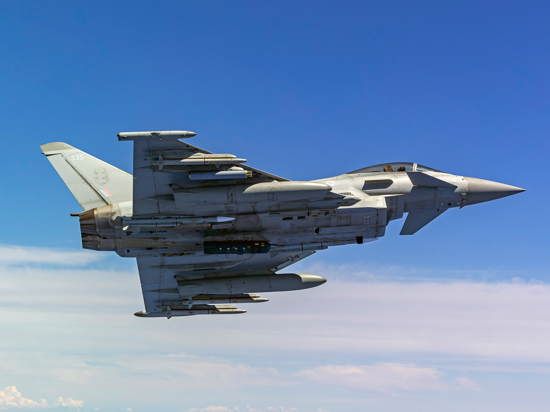 RAF Typhoon Jet Banking in Flight 2026 Photo Print - Posters, Prints, & Visual Artwork - by Hampshire Prints (image 1 of 9)