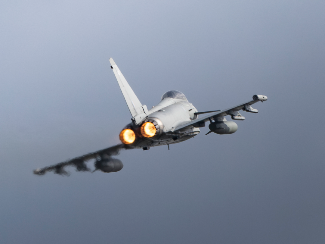 RAF Typhoon FGR4 Jet in flight Rear View 2026 Photo Print - Posters, Prints, & Visual Artwork - by Hampshire Prints (image 1 of 9)
