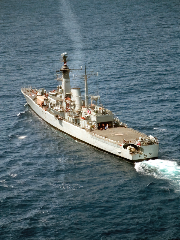 HMS Andromeda F57 Leander Class Frigate June 1990 from Above