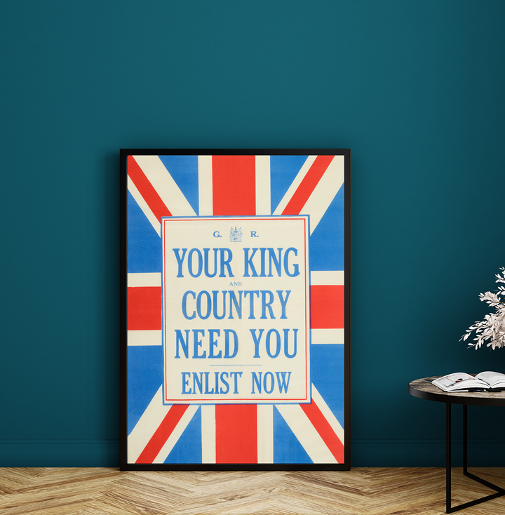 Your King and Country Need You Enlist Now | World War One Recruitment Poster Posters, Prints, & Visual Artwork Hampshire Prints A3