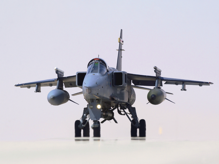 RAF RAF Jaguar Taxis on a Runway in Oman 2005