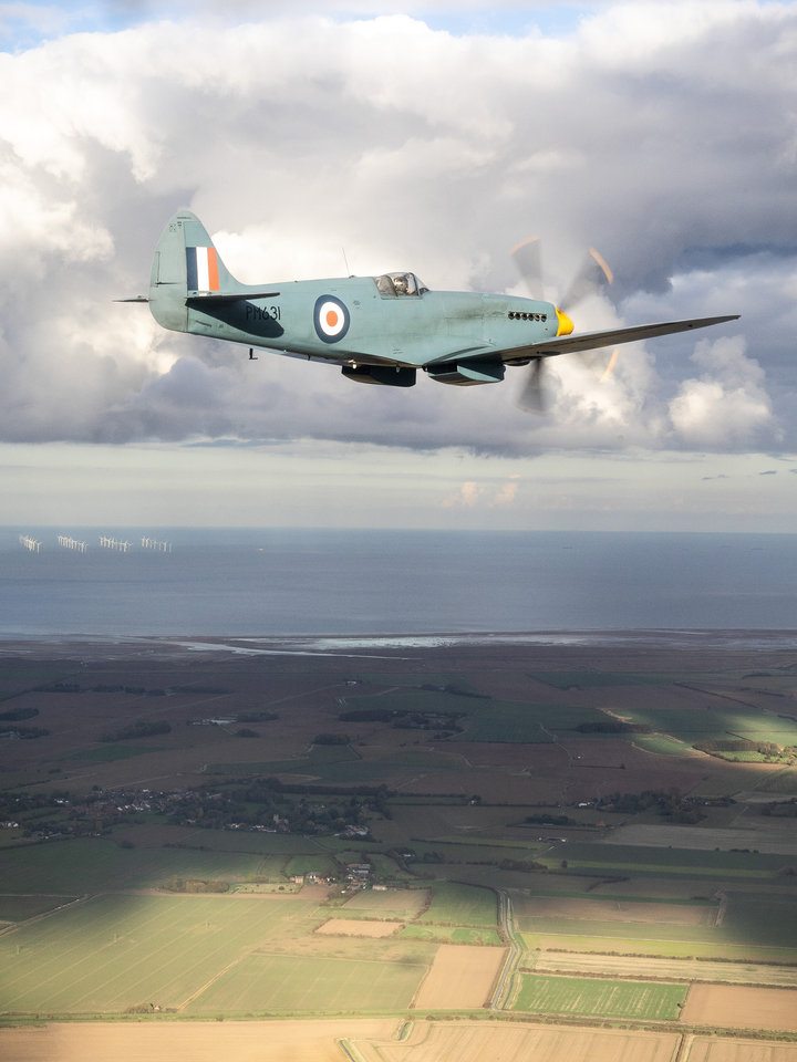 RAF Spitfire Aircraft (BBMF) in Flight 2025