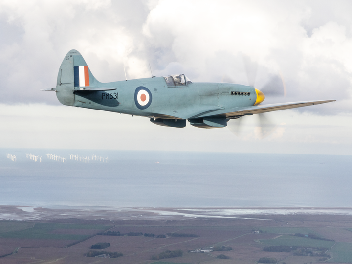 RAF Spitfire Aircraft (BBMF) in Flight Oct 2025