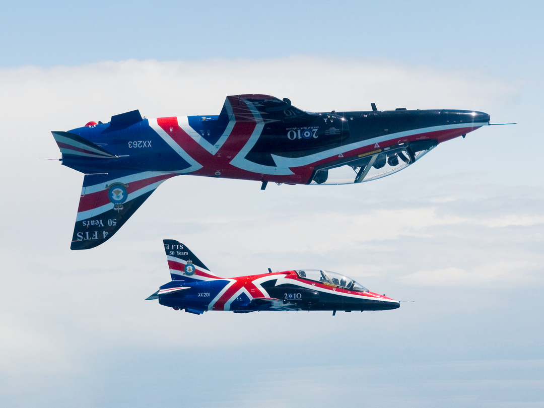 RAF Hawk T1 Jets with Union Jack Livery 2010