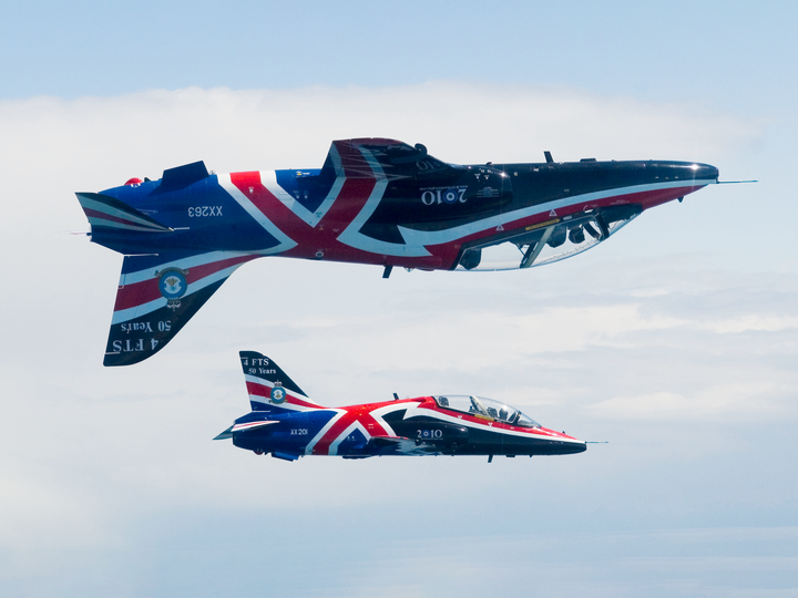 RAF Hawk T1 Jets with Union Jack Livery 2010