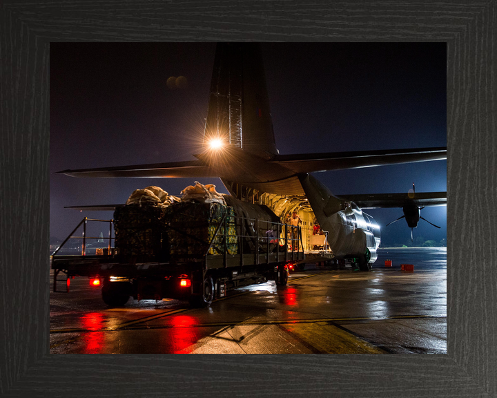 RAF C-130J Hercules Loading Iraq Aid Brize Norton August 2014