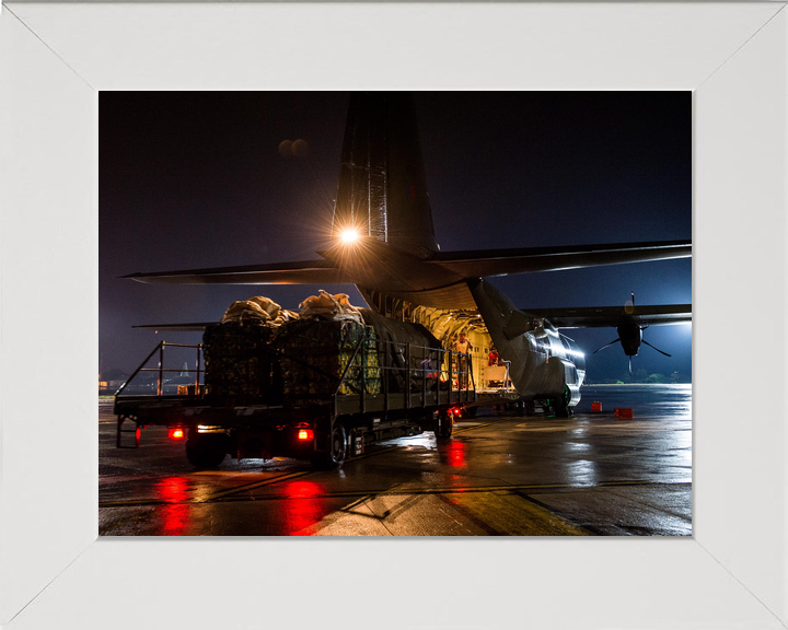 RAF C-130J Hercules Loading Iraq Aid Brize Norton August 2014