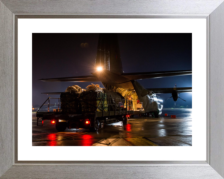 RAF C-130J Hercules Loading Iraq Aid Brize Norton August 2014