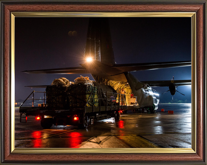 RAF C-130J Hercules Loading Iraq Aid Brize Norton August 2014