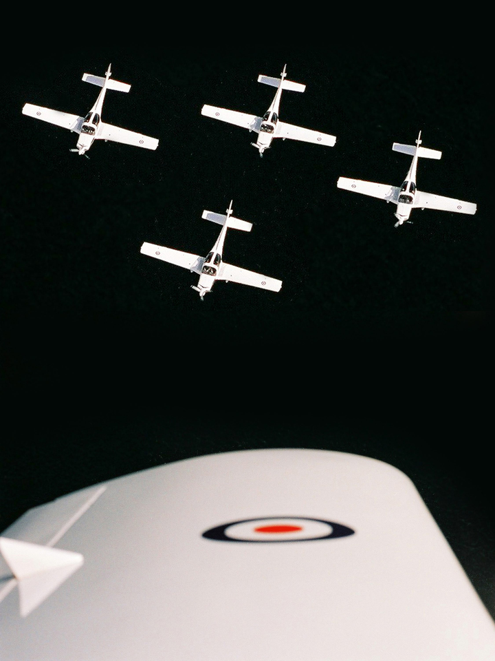 RAF Grob Tutor Four Ship Formation Over Kinloss 2005