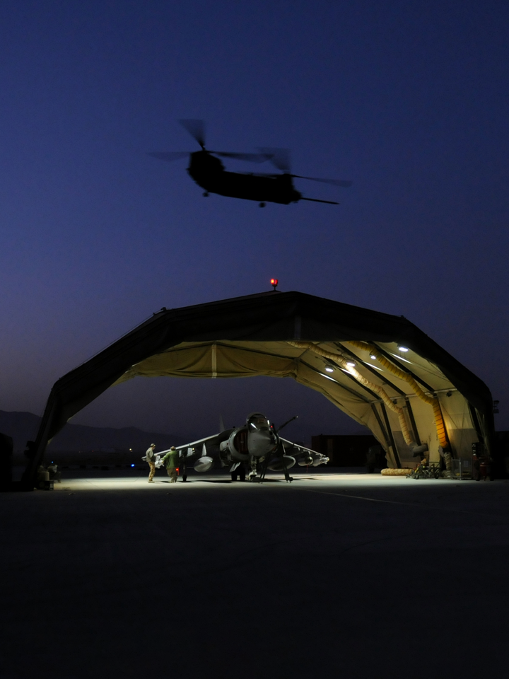 RAF IV Squadron Harrier Hangar and Chinook Kandahar 2008