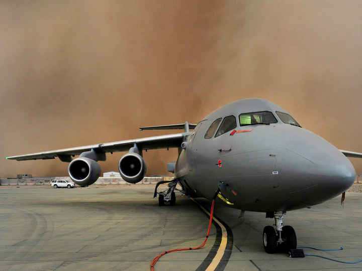 RAF 32 Squadron BAe146 C Mk3 Camp Bastion Sandstorm 2013