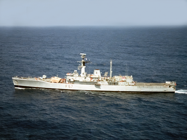 HMS Andromeda F57 Leander Class Frigate June 1990 Underway Port Side View