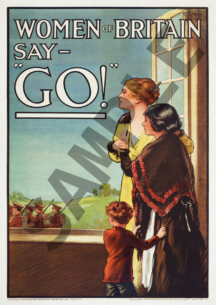 Women of Britain Say Go! | World War One Recruitment Poster Posters, Prints, & Visual Artwork Hampshire Prints