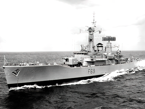 HMS Bacchante F69 Leander Class Frigate Underway
