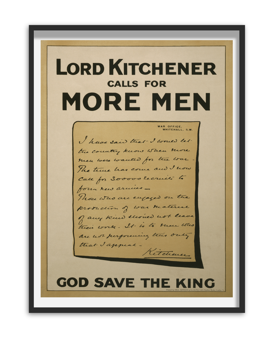 Lord Kitchener Calls for More Men | World War One Recruitment Poster Posters, Prints, & Visual Artwork Hampshire Prints