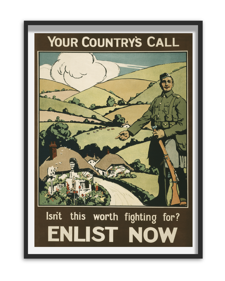 Your Country's Call Isn't This Worth Fighting For? Enlist Now | World War One Recruitment Poster Posters, Prints, & Visual Artwork Hampshire Prints